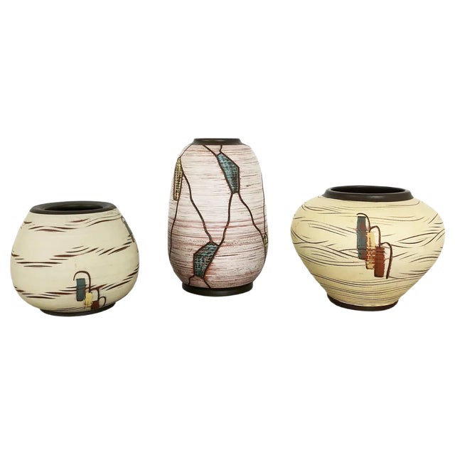 Ceramic Pottery Vases by Franz Schwaderlapp for Sawa Ceramic, Germany, 1960s, Set of 3 For Sale