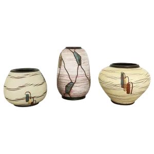 Ceramic Pottery Vases by Franz Schwaderlapp for Sawa Ceramic, Germany, 1960s, Set of 3