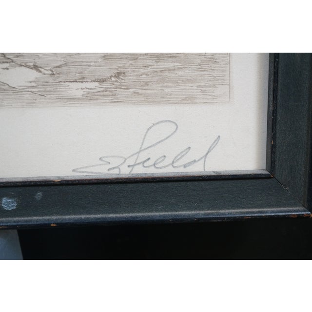 Antique Edward Loyal Field Signed Country Road Thatched Cottage Etching 23" For Sale - Image 10 of 13