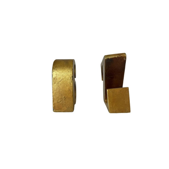 Gold 1960s Signed Curtis Jeré "A to Z" Gold Bookends - a Pair For Sale - Image 8 of 10
