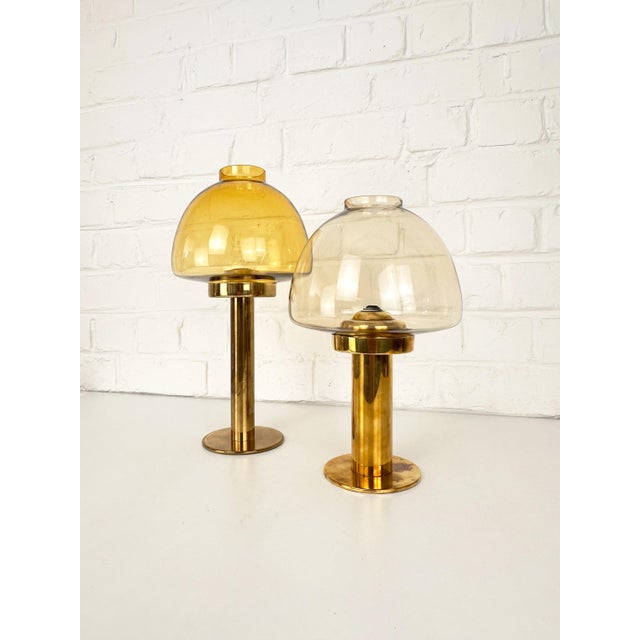 L102/32 Brass and Glass Photophores by Hans-Agne Jakobsson for Markaryd, Sweden, 1970s, Set of 2 For Sale - Image 4 of 14