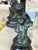 Bronze Vintage French Style Patinated Brass and Bronze Figural Cherub Putti Candlesticks - A Pair For Sale - Image 8 of 13