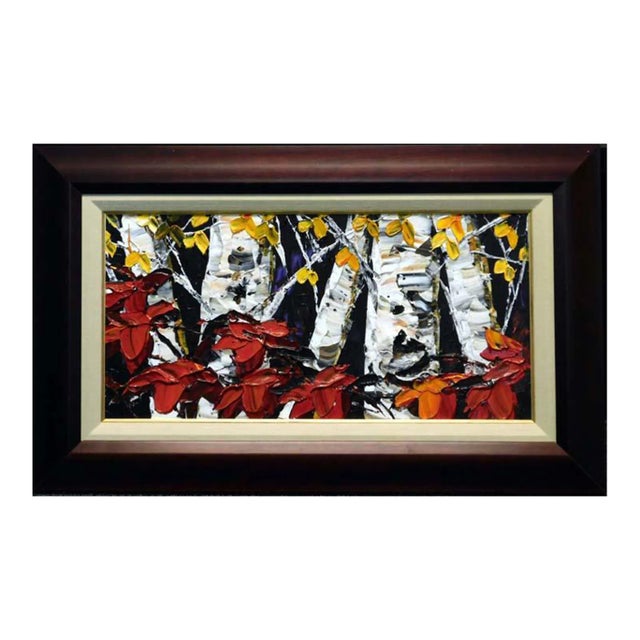 Maya Eventov Expressionist Forest Landscape Acrylic Painting, Framed For Sale