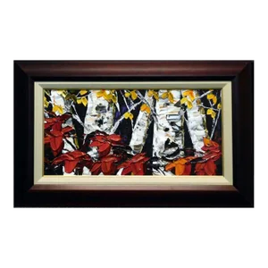 Maya Eventov Expressionist Forest Landscape Acrylic Painting, Framed
