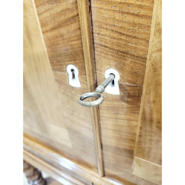 19th Century Baroque Walnut Cabinet with Inlays and Turned Legs For Sale - Image 9 of 18