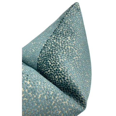 22" Aegean Cosmo Cut Velvet Pillows - a Pair For Sale - Image 4 of 5