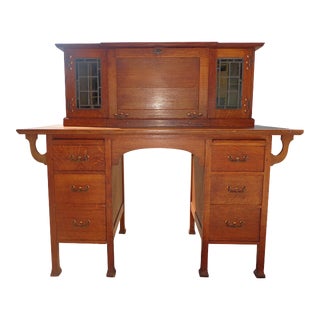 Antique English Arts & Crafts Secretary Desk For Sale