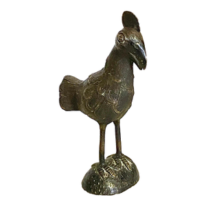 Vintage African Tribal Benin Bronze Rooster Nigeria 10.5" H