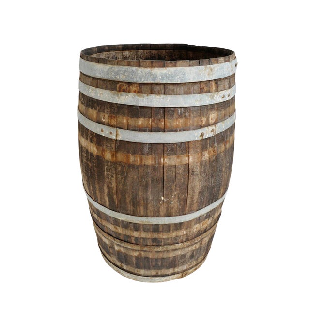 Vintage Wood & Iron Barrel For Sale