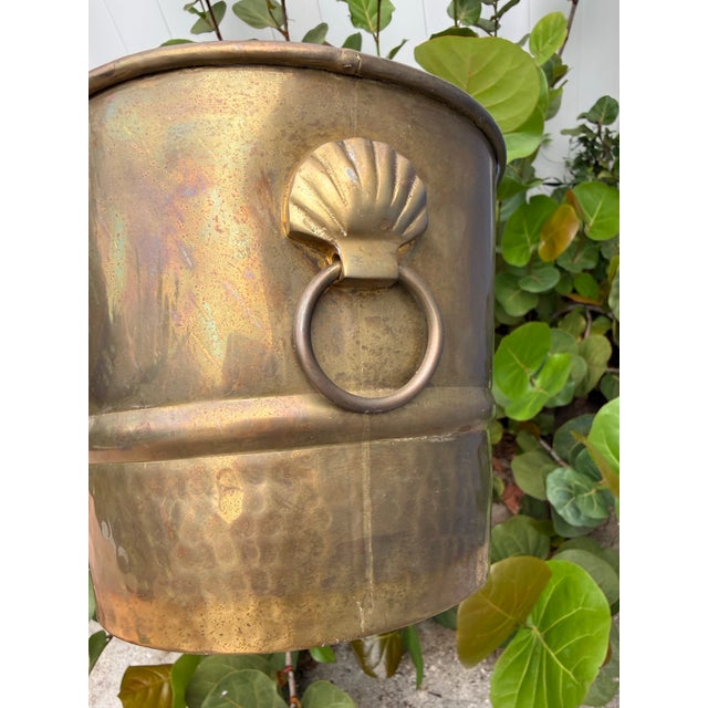 1970s Hollywood Regency Bamboo Brass Wine/Champagne Bucket on Stand For Sale - Image 4 of 10