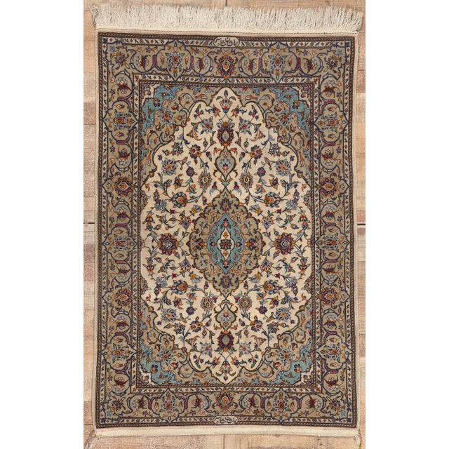 Vintage Persian Shadsar Kashan Rug - 03'11 X 05'09 For Sale - Image 9 of 9