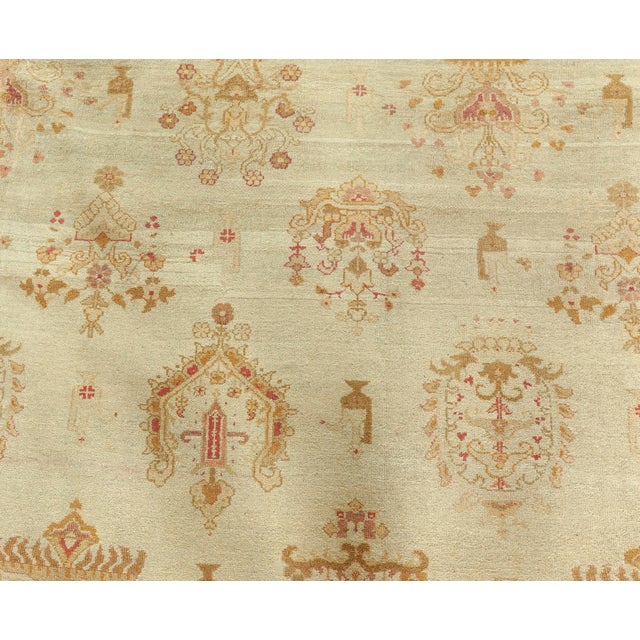 Authentic Indian Amritsar Handmade Wool Carpet For Sale In New York - Image 6 of 8