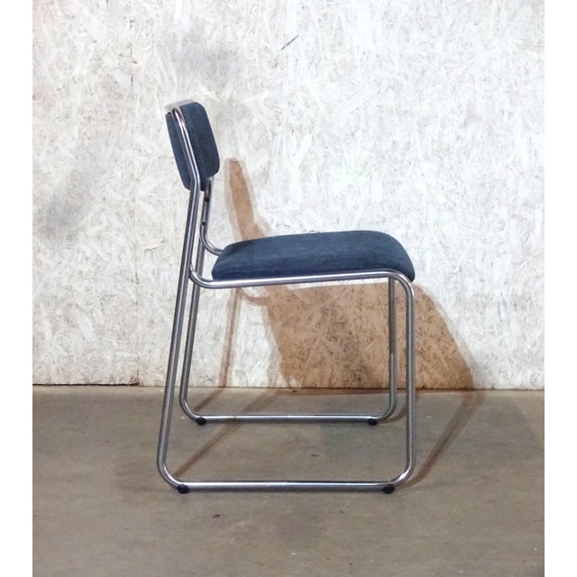 1970s Dutch Model SE09 Chairs with Tubular Frames by Walter Antonis for 't Spectrum, Holland, 1971, Set of 4 For Sale - Image 5 of 10