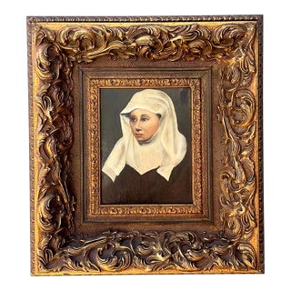 Vintage Framed Portrait Painting of a Woman For Sale