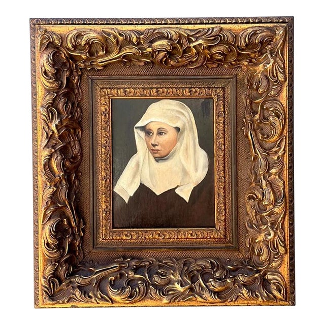 Vintage Framed Portrait Painting of a Woman For Sale