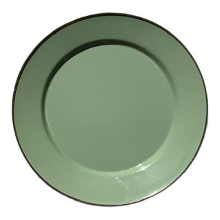MacKenzie-Childs Sage Green Enamel 12” Charger Plate, Handmade For Sale