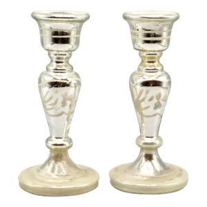 Antique Mercury Glass Candlesticks, a Pair