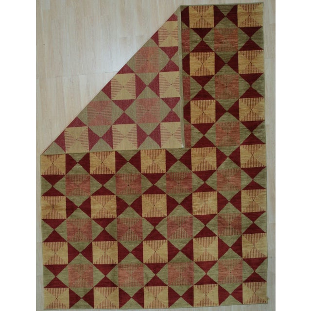2020s Sloane Diamond Red Hand-Knotted Afghan Wool Rug Carpet, Geometric Design For Sale - Image 5 of 6