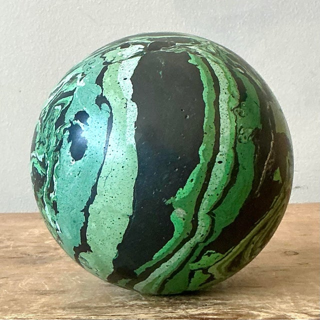 Early 21st Century Boho Artisanal Pigmented Plaster Scagliola Sphere For Sale - Image 5 of 8