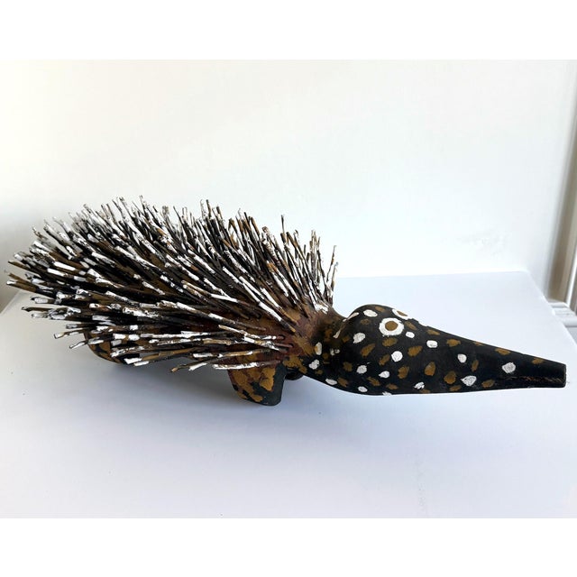 2000 - 2009 Australian Aboriginal Wood Sculpture with Ochre Echidna Bob Burruwal For Sale - Image 5 of 13