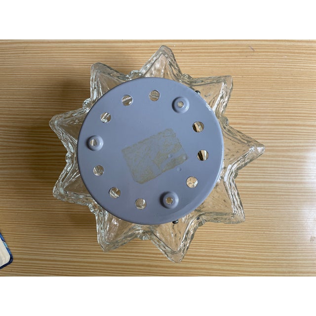 Vintage Portuguese Snowflake Glass Ceiling Lamp, 1990s For Sale - Image 12 of 14