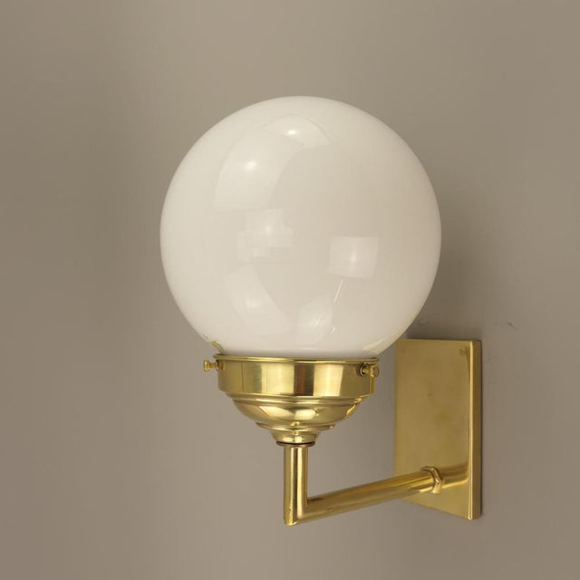 Bauhaus Wall Lamp in Brass with Opal Shade, Germany, 1925 For Sale - Image 6 of 11