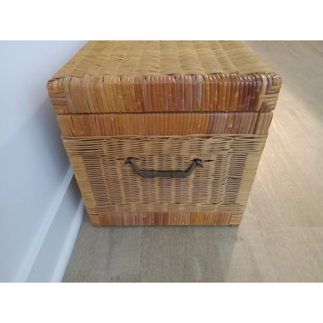 1970s 1970s Vintage Rattan Trunk For Sale - Image 5 of 5