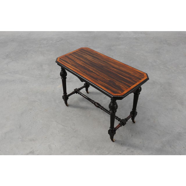 English Side Table with Geometric Wood Inlay from John Taylor & Sons, 19th Century For Sale - Image 4 of 15