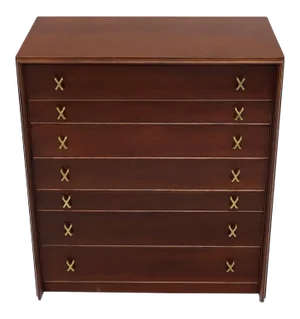 Paul Frankl Brass X-Pulls Brown Cherry High Chest with Drop Front Secretary