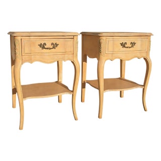 Pair of Vintage French Style Nightstands With Drawer and Lower Shelf For Sale