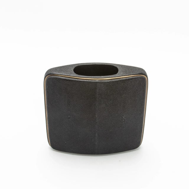 Shagreen Vase With Brass Details by R&y Augousti For Sale In Los Angeles - Image 6 of 7