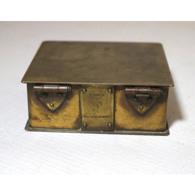 1800's Antique Berkshire Crafts Brass Marriage Invitation Printing Plate Box For Sale - Image 9 of 12