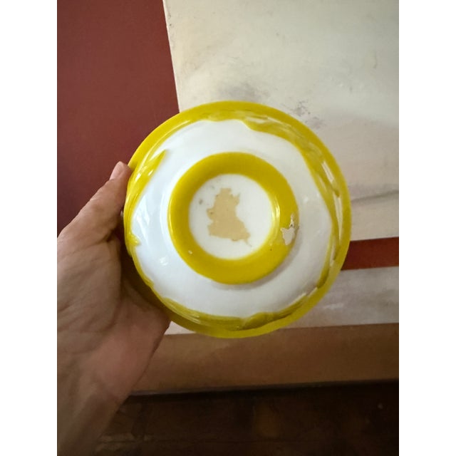 Set of Two Mid Century Peking Glass Bowls, Yellow Overlay Glass, Asian Decorative Art Glass For Sale - Image 9 of 9