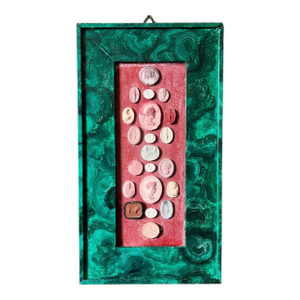 19th Century Italian Grand Tour Intaglio Collection With Painted Faux Malachite Frame