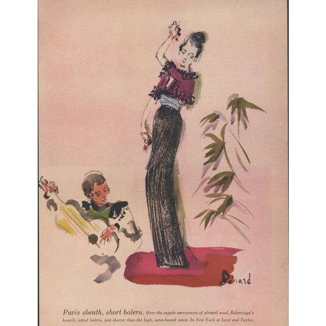Balenciaga 1947 Rare PAIR-French Fashion Design Prints-Balenciaga, Piguet, Matted For Sale - Image 4 of 6
