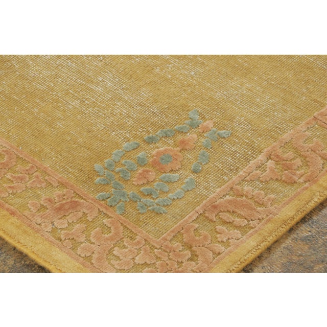 2020s Contemporary Block Print Floral Natural Silk Runner by Rug & Kilim, India For Sale - Image 5 of 9