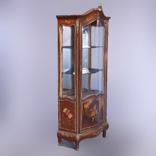 French Louis XIV Style Vernis Martin Decorated Vitrine With Ormolu C1890 For Sale - Image 15 of 18