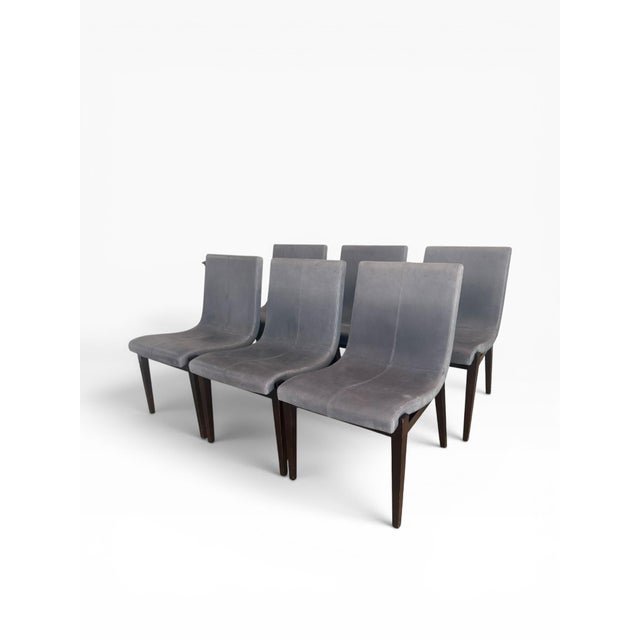 Holly Hunt Set of 6 Holly Hunt Studio H Modern Leather Dining Chairs For Sale - Image 4 of 14