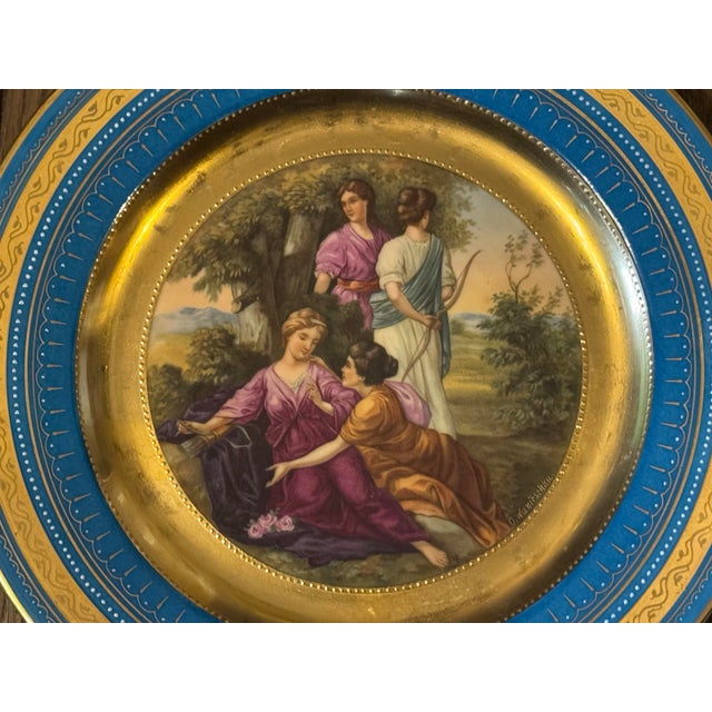 Early 20th Century Antique Victorian Royal Vienna Porcelain Gilt Decorated Scenic Plate Calisto For Sale - Image 5 of 6