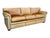1970s Vintage English Leather Sofa Tan Color Nail Head Trim Feather Down Cushions For Sale - Image 5 of 18