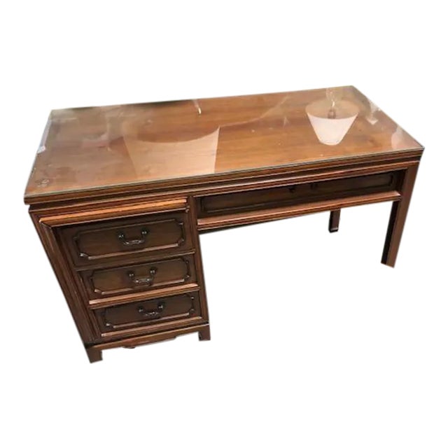 1970s Solid Teak Desk With Chair - Set o2 For Sale