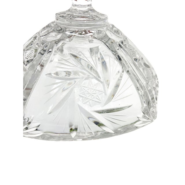1960s Vintage Cut Crystal 3 Leg Swirled Star Pinwheel Design Covered Candy Dish For Sale - Image 5 of 10