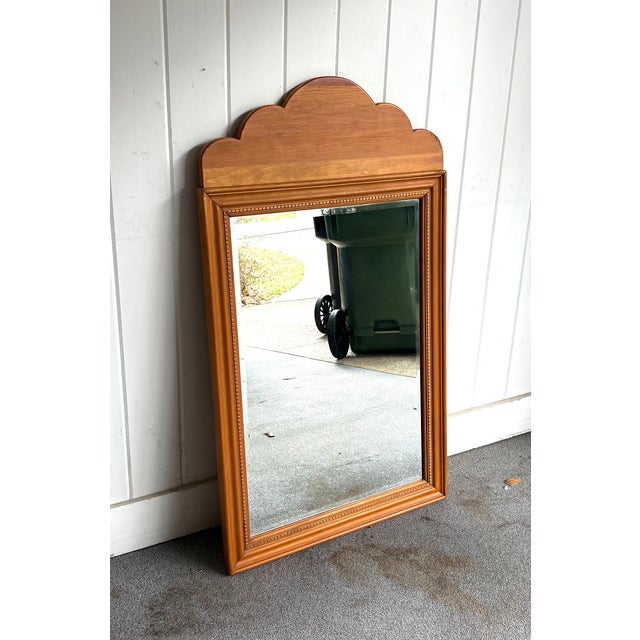 Traditional Carved Maple Scallop-Top Vertical Wall Mirror For Sale - Image 3 of 4