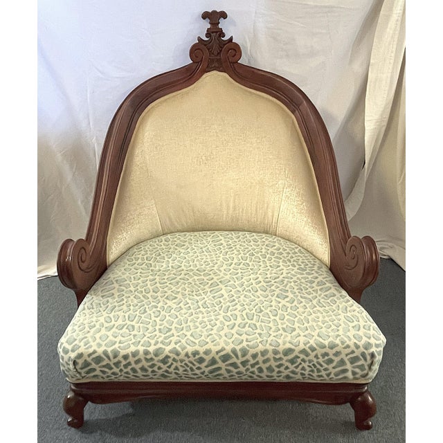 Brown Victorian Style Oversized Low Parlor Chair With Pillows For Sale - Image 8 of 12