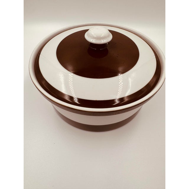 Mid-Century Modern Fitz & Floyd Dark Brown La Ronde Covered Casserole Dish For Sale - Image 3 of 5