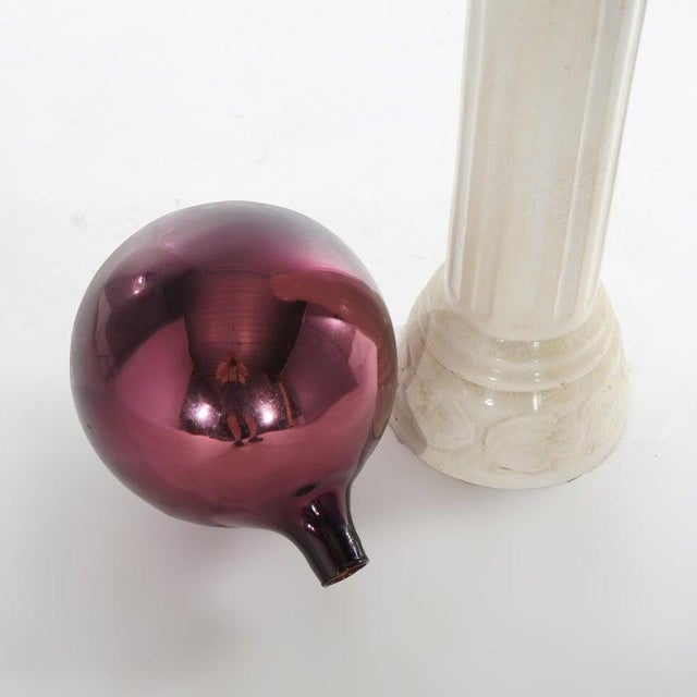 Purple Glass Garden Gazing Globe on Pottery Pedestal 20thC For Sale - Image 8 of 9