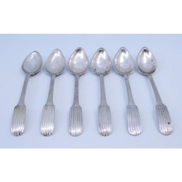 Silver Coffee Spoons with Fluted Handles, Set of 6 For Sale - Image 3 of 4