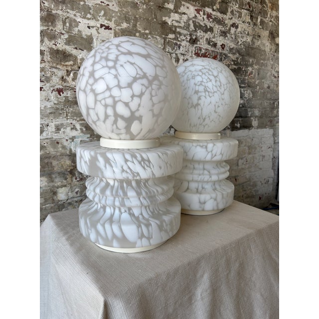 Postmodern Vintage Murano Glass Globe Table Lamps - a Pair For Sale - Image 3 of 11