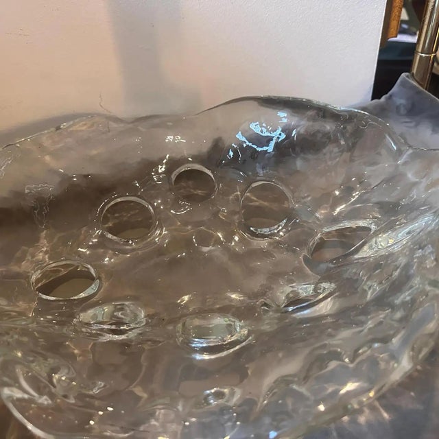 1970s Modernist Clear Murano Glass Oval Italian Centerpiece For Sale - Image 9 of 12
