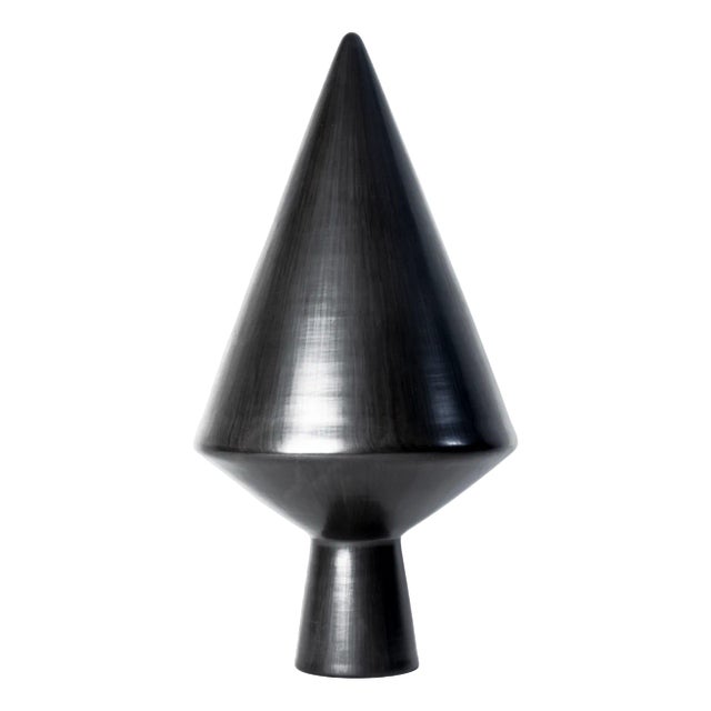 Black 52 Decorative Object and Table Mirror in Bucchero by Studio Lievito + Maddalena Vantaggi For Sale